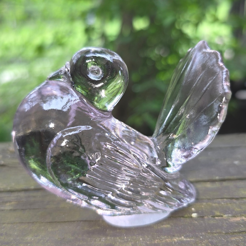 Vintage Clear Glass Miniature Bird Figurine Paperweight‎